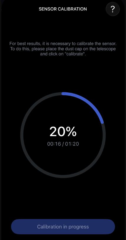 Sensor calibration progress in the app