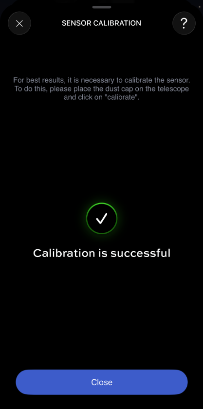 Successful sensor calibration message